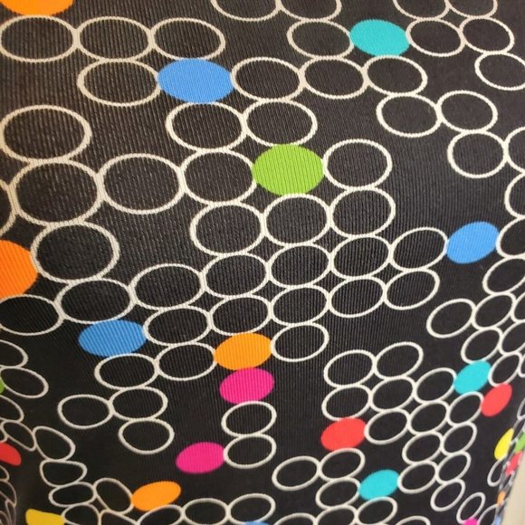 Y2K Black Halter Top Multi-color‎ Polka Dot Slinky Stretch Jersey Knit Size S/M - Picture 2 of 8